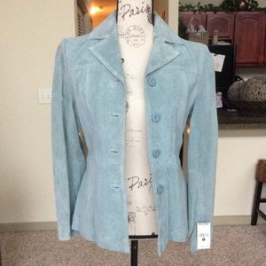 Wilsons Leather Powder Blue Suede Women's Blazer Jacket